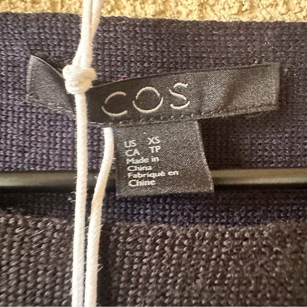 COS Boat Neck Pullover Wool Sweater Black/ navy blue - Picture 3 of 6